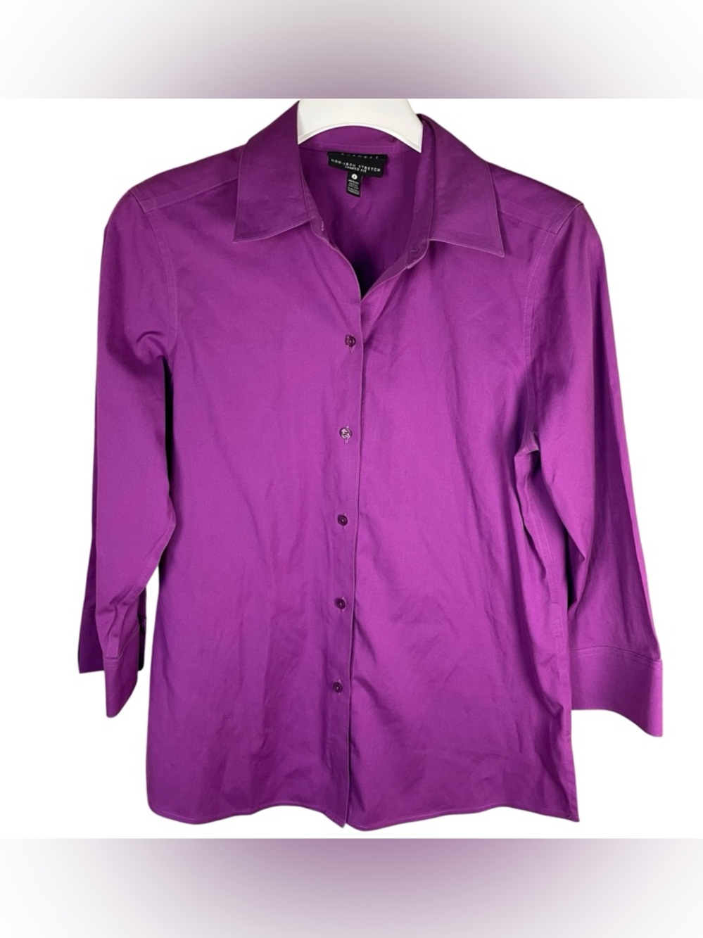 Foxcroft No-Iron Stretch Shaped Fit Button Up Shirt, Fig, 6
